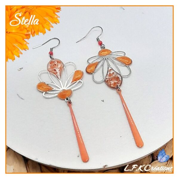 Stella boucles colorées et argentées orange