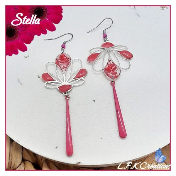 Stella boucles colorées et argentées fuchsia