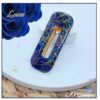 Louise barrette or et bleu, pour femme, fille, en tissu Japonais et acier inoxydable or. Réalisée à la main. Pièce unique.