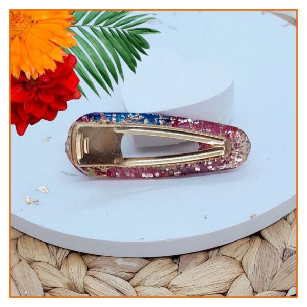 Sophia barrette colorée, bohème chic, tendances pour femmes et filles en tissu Japonais coloré et acier inoxydable or. Pièce unique.