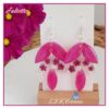 Juliette boucles fleurs fuchsia, résine et acier inoxydable argent (hypoallergéniques)