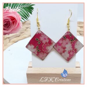 Paula boucles tissu rose Japonais et acier inoxydable or