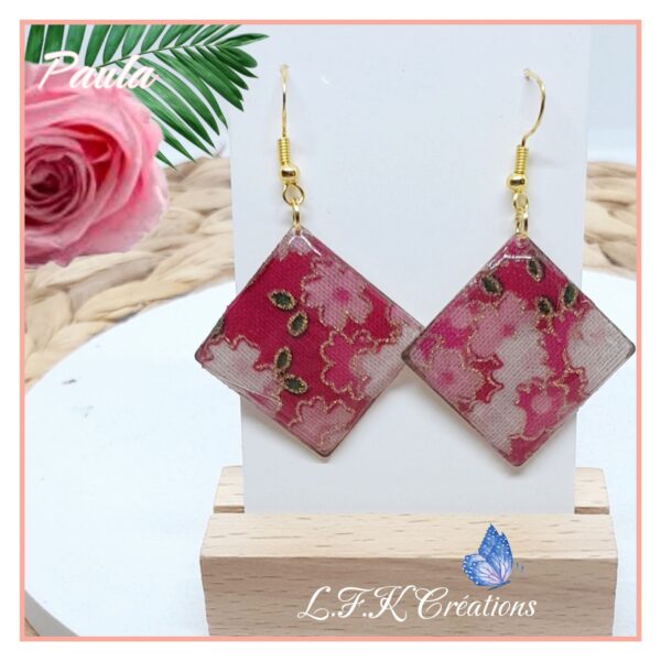 Paula boucles tissu rose Japonais et acier inoxydable or