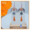 Bessy boucles orange et argentées en acier inoxydable argent et fleurs séchées