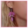 Juliette boucles fleurs fuchsia, en résine et acier inoxydable argent (hypoallergéniques)