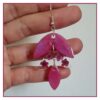 Juliette boucles fleurs fuchsia en résine et acier inoxydable argent (hypoallergéniques)