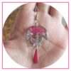 Pauline boucles argentées et fuchsia en acier inoxydable argent et fleurs séchées