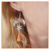 Bessy boucles orange et argentées en acier inoxydable argent et fleurs séchées