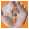 Bessy boucles orange et argentées en acier inoxydable argent et fleurs séchées