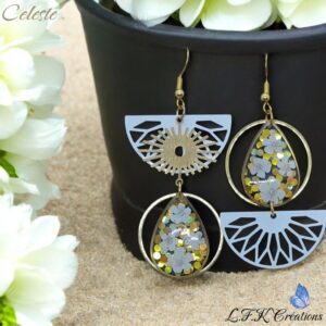 Celeste boucles colorées et dorées (blanc, rose ou vert)