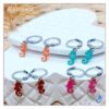 Hippocampe créoles colorées et argentées, 4 couleurs disponibles (orange, turquoise, rouge et fuchsia), anneaux en acier inoxydable argent (hypoallergéniques).