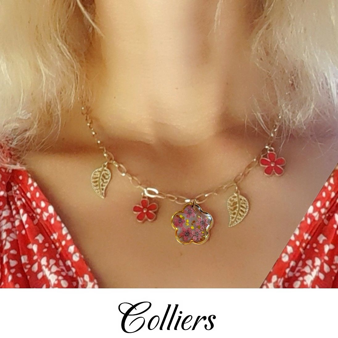 Colliers, réalisés à la main en mini-série ou en pièce unique (hypoallergéniques).