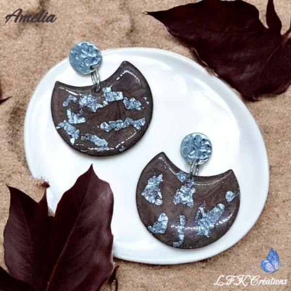 Amelia boucles éventails pétales argentée (marron ou gris)