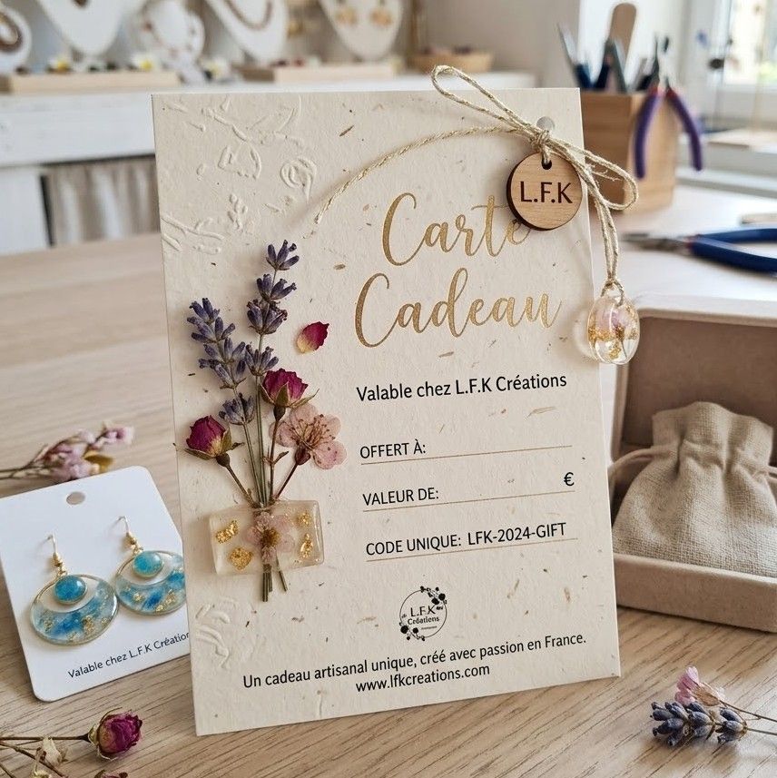 Carte cadeau LFK Créations prêtes à offrir de 10€ à 100€